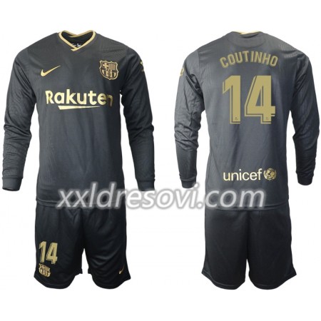 FC Barcelona Philippe Coutinho 14 Drugi Dječji Komplet Dresovi za Nogomet 2020-2021 Dugim Rukavima (+ kratke hlače)